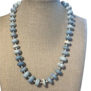 OwyheeBlue  Opal Beaded Statement Necklace with Rice Pearl Spacers